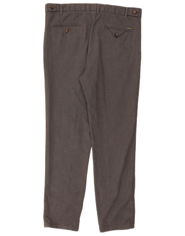 ZARA Mens Slim Suit Calças EU 42 Grande W32 L28 Cinza Houndstooth