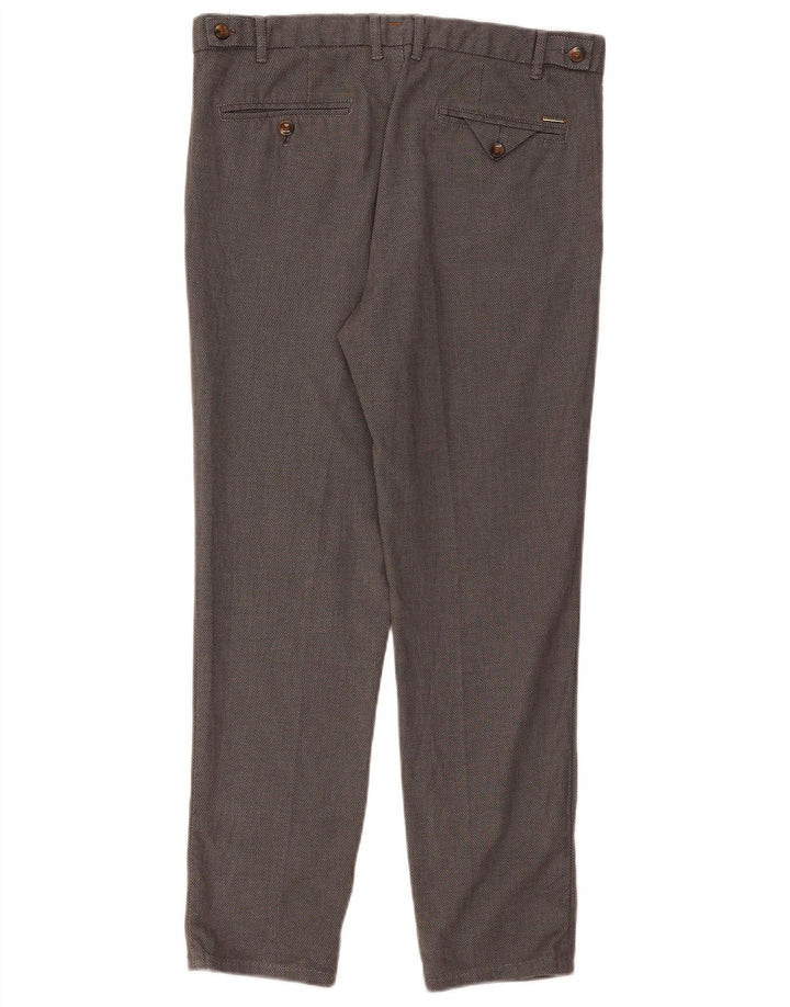 ZARA Mens Slim Suit Calças EU 42 Grande W32 L28 Cinza Houndstooth