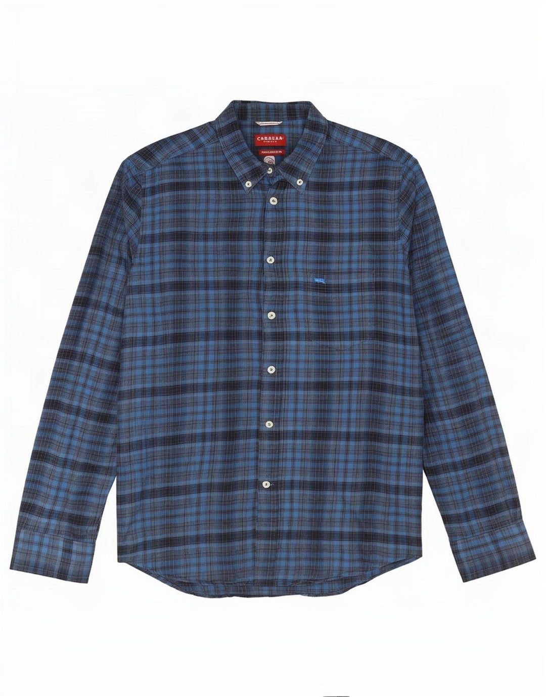 Camisa masculina de flanela Carrera Regular Fit grande algodão xadrez azul marinho