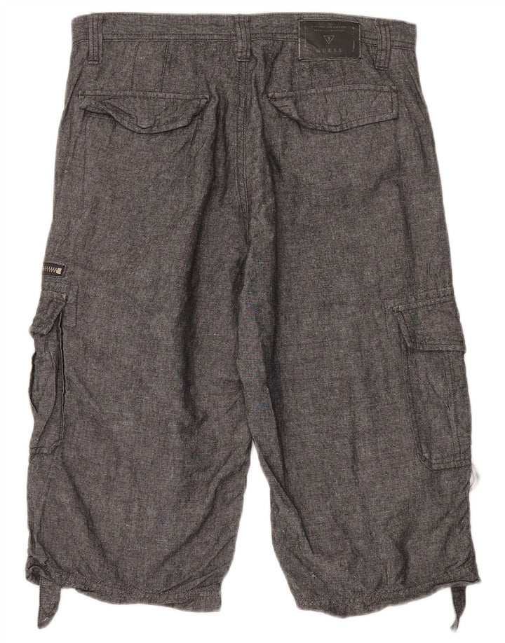 Guess Mens Cargo Shorts W30 Linho Cinza Médio