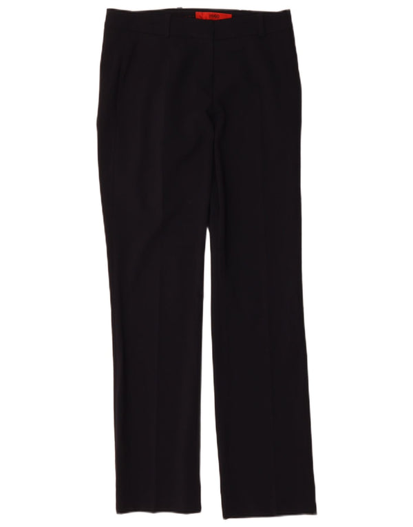 Calça de terno reto feminino Hugo Boss Reino Unido 6 XS W28 L30 lã azul marinho