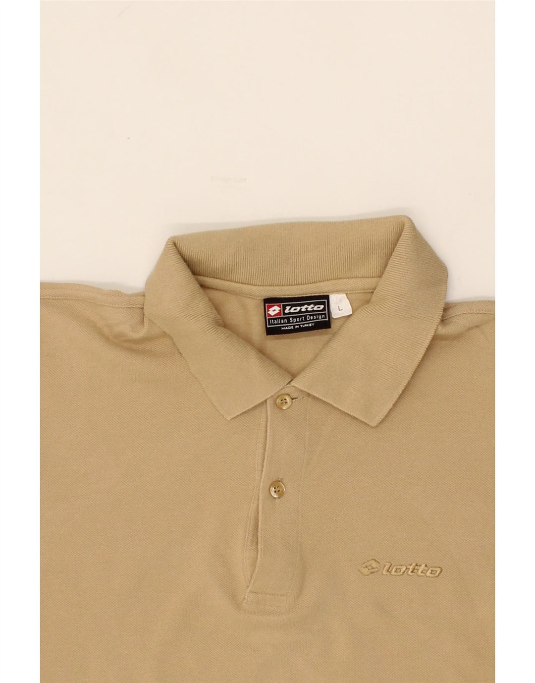LOTTO Mens Polo Shirt Large Beige Cotton Vintage Lotto and Second-Hand Lotto from Messina Hembry 