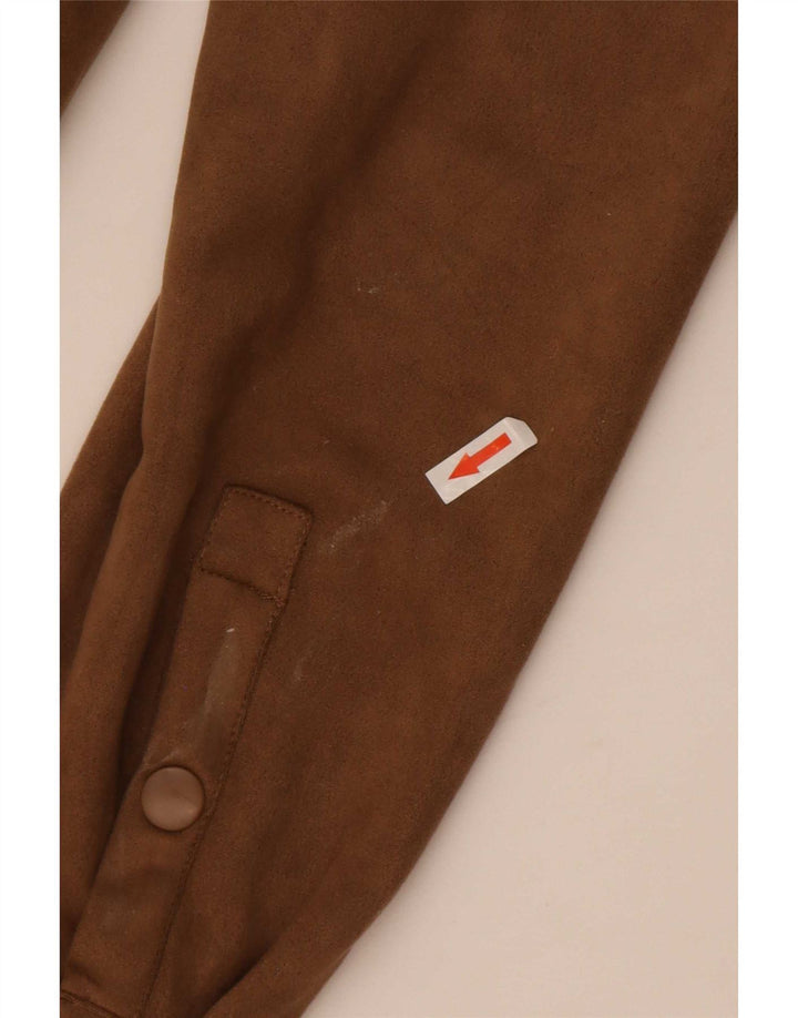 Zara Camisa masculina com capuz lenhador poliéster marrom médio