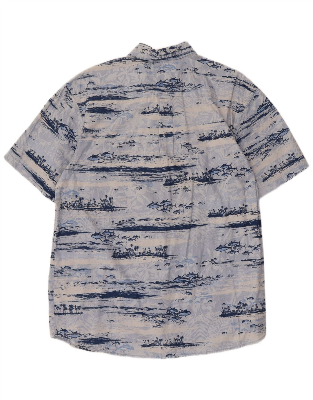 Camisa masculina Columbia Abstract Pattern manga curta azul médio algodão