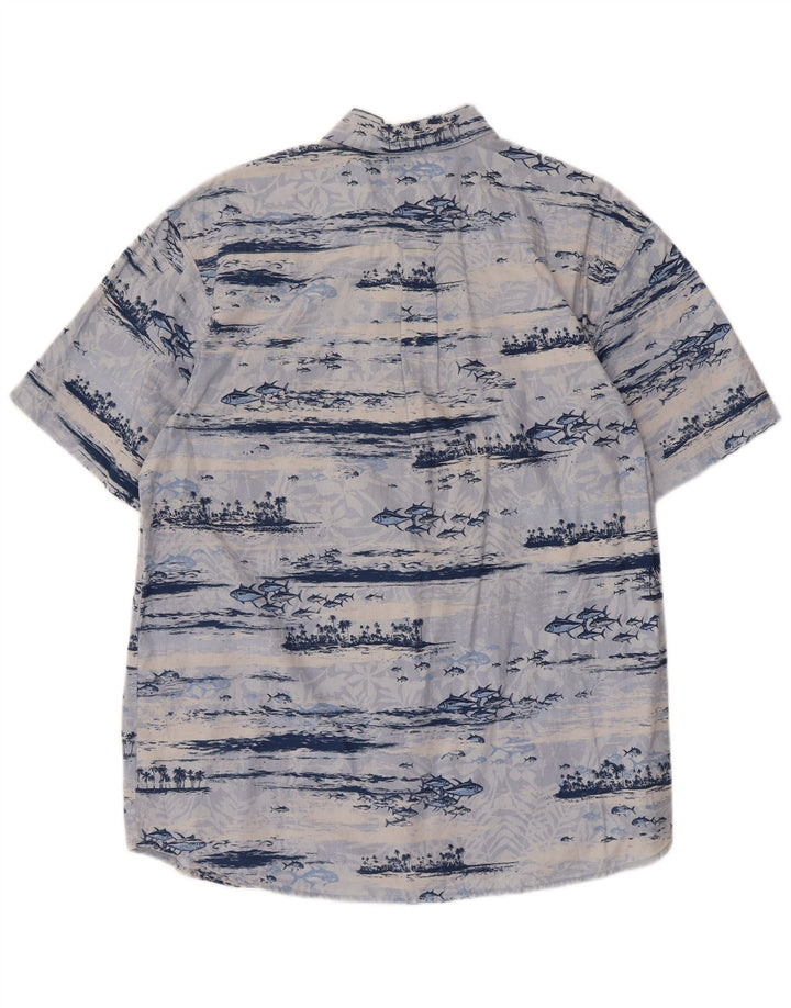 Camisa masculina Columbia Abstract Pattern manga curta azul médio algodão