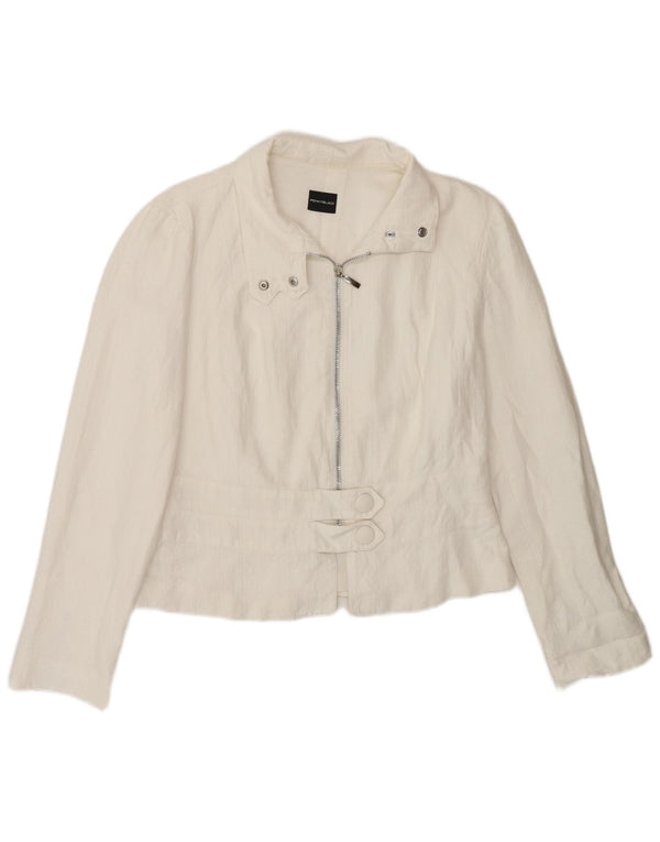 Jaqueta blazer feminina Penny Black com zíper completo Reino Unido 12 médio branco