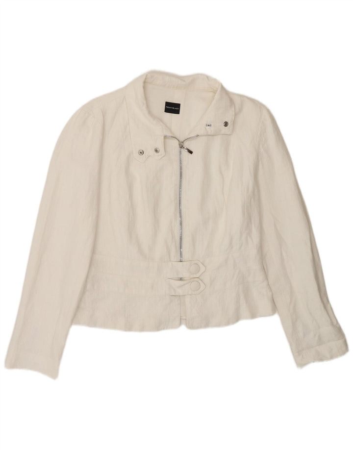 Jaqueta blazer feminina Penny Black com zíper completo Reino Unido 12 médio branco