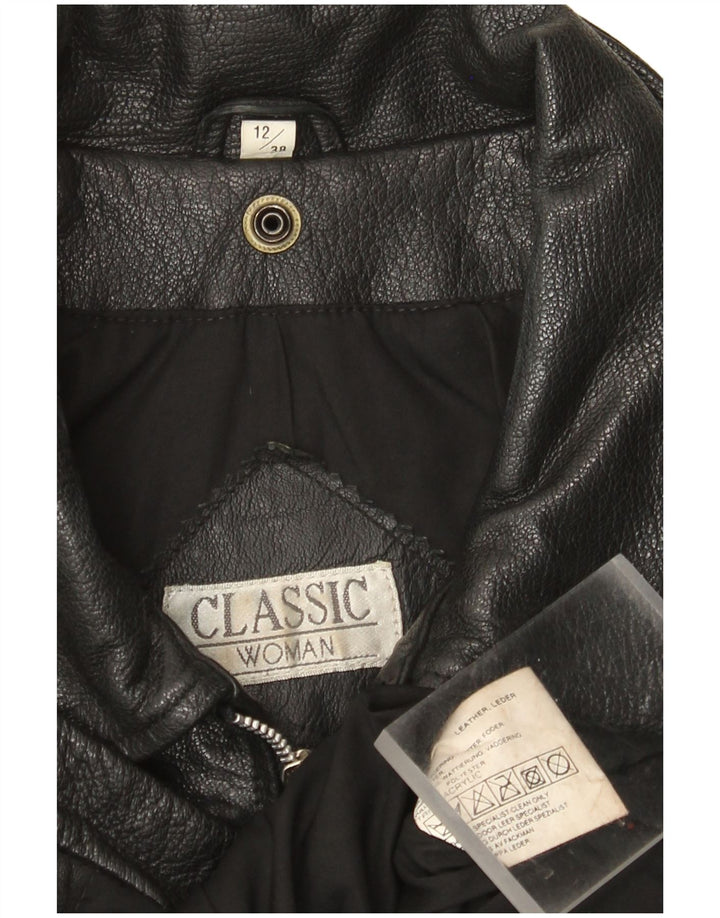 Jaqueta de couro feminina CLASSIC UK 12 couro preto médio