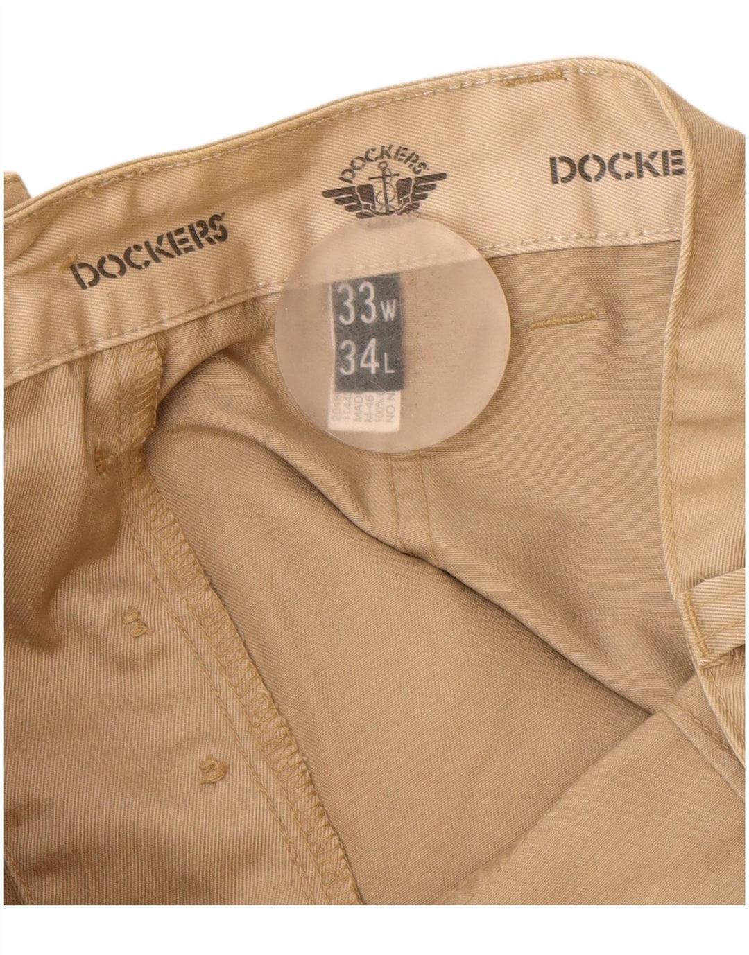 Calça cargo masculina Dockers reta W33 L34 algodão bege