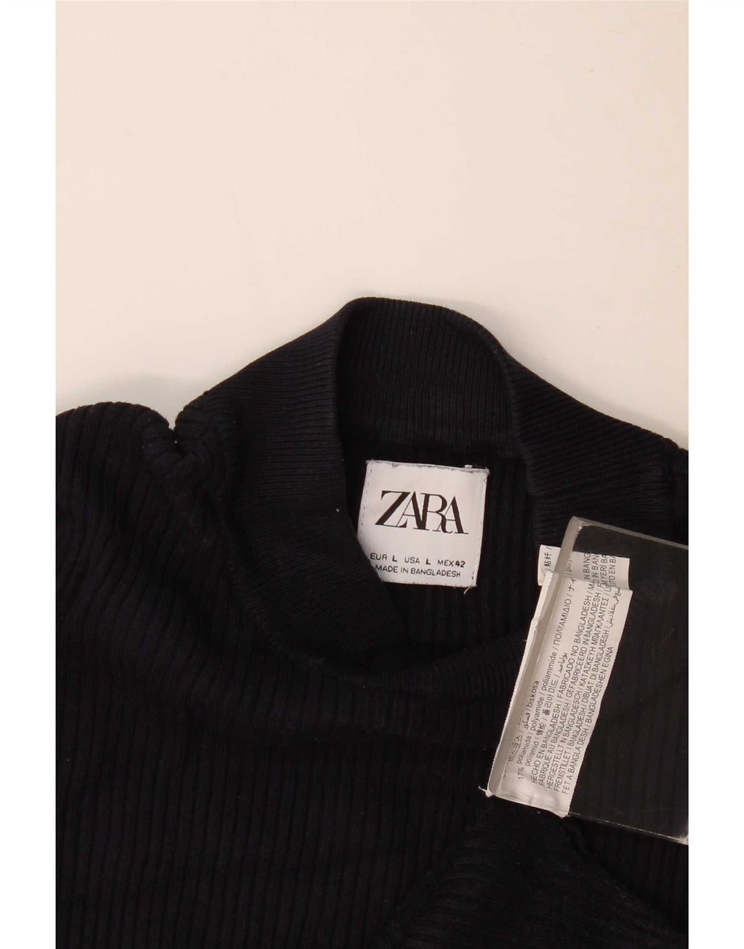 Zara Top masculino manga comprida grande viscose azul marinho