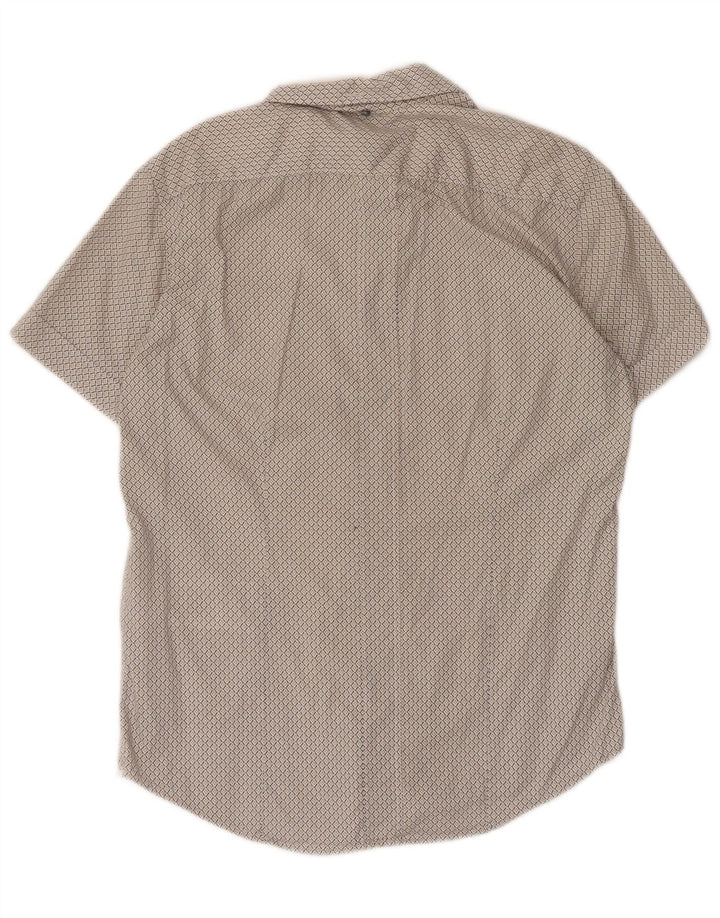 Camisa masculina de manga curta Gas pequena algodão geométrico branco