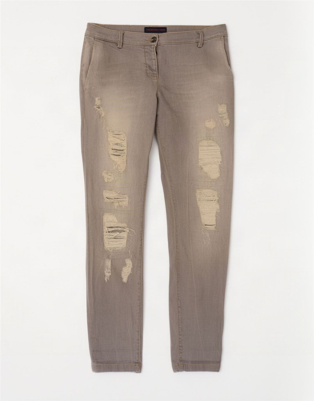 Trussardi Jeans femininos desgastados slim W26 L30 algodão cinza