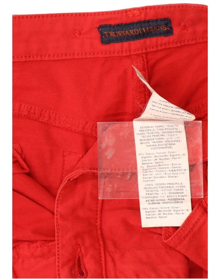 Calça feminina reta casual TRUSSARDI W34 L26 algodão vermelho