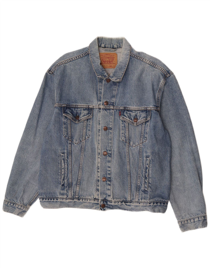Jaqueta jeans masculina Levi's UK 42 XL azul algodão