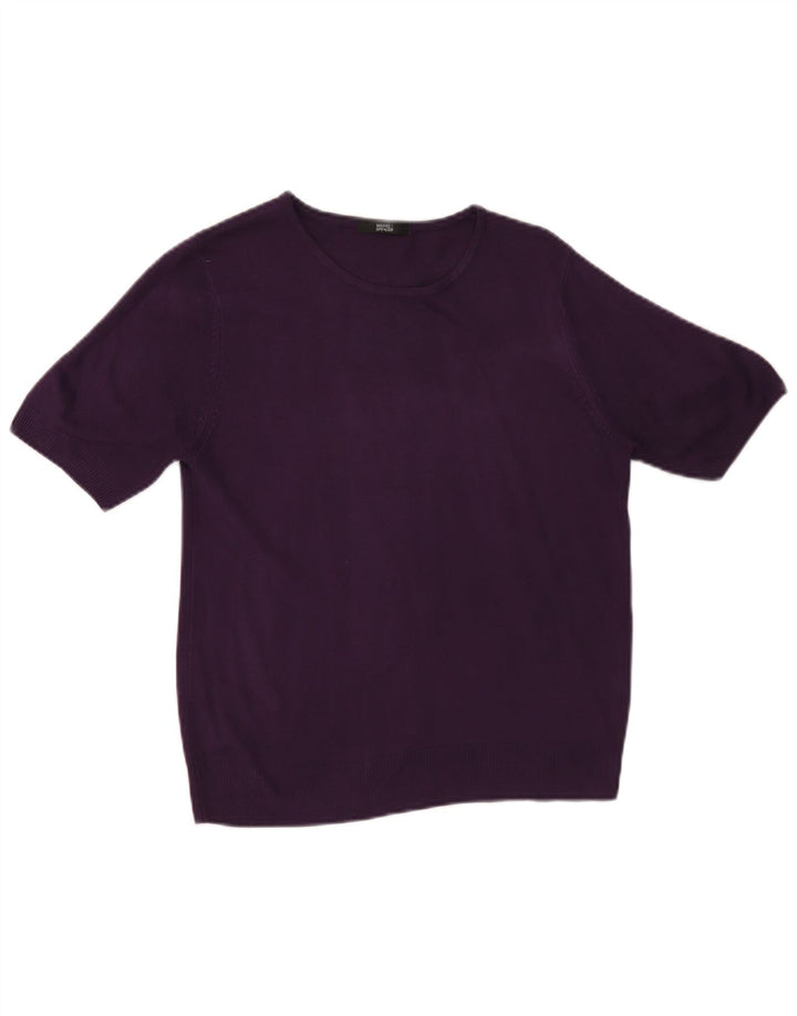 Suéter feminino Marks & Spencer com gola canoa Reino Unido 12 médio roxo