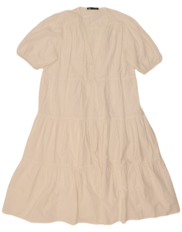 Vestido feminino Zara em camadas UK 14 médio branco