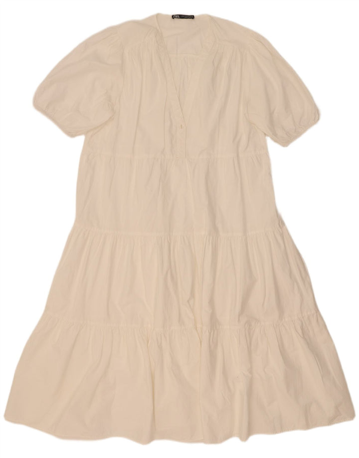 Vestido feminino Zara em camadas UK 14 médio branco