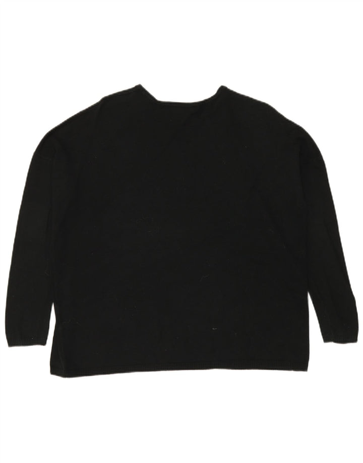 Zara Suéter feminino oversized com gola canoa Reino Unido 14 médio preto