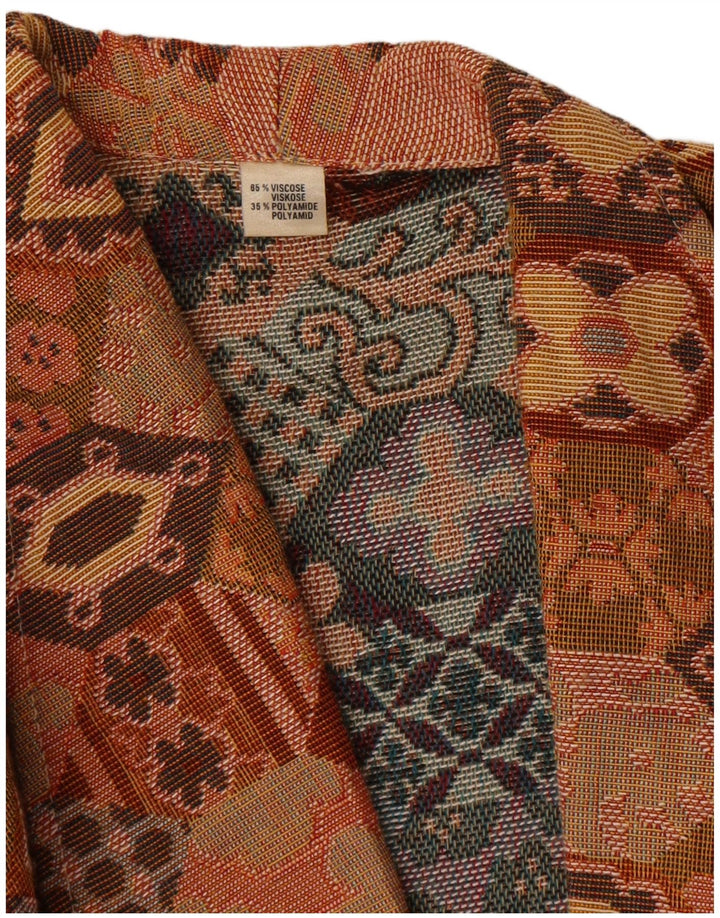 Jaqueta blazer vintage feminina UK 14 marrom médio geométrico