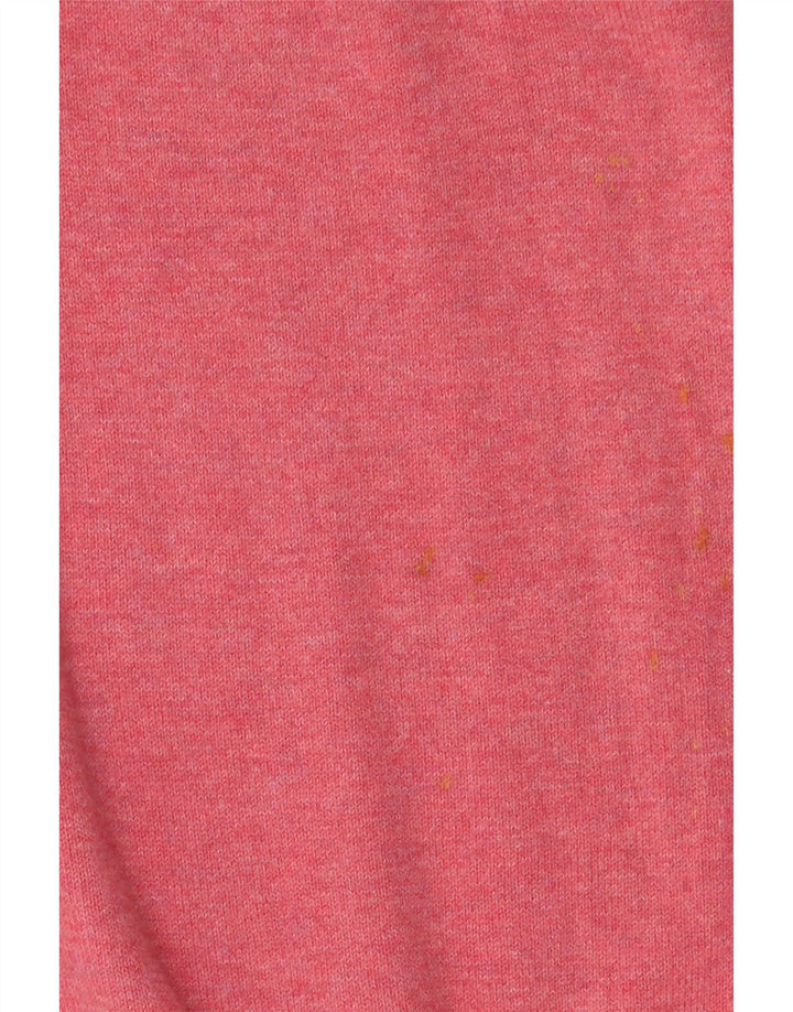 Suéter masculino Marks & Spencer com ajuste regular e decote em V de algodão rosa médio
