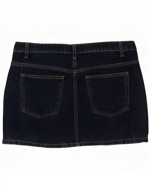 Mini saia jeans feminina Zara médio W28 algodão azul marinho