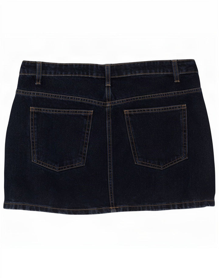 Mini saia jeans feminina Zara médio W28 algodão azul marinho
