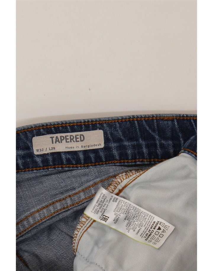 Jeans cônicos masculinos Marks & Spencer W32 L29 algodão azul