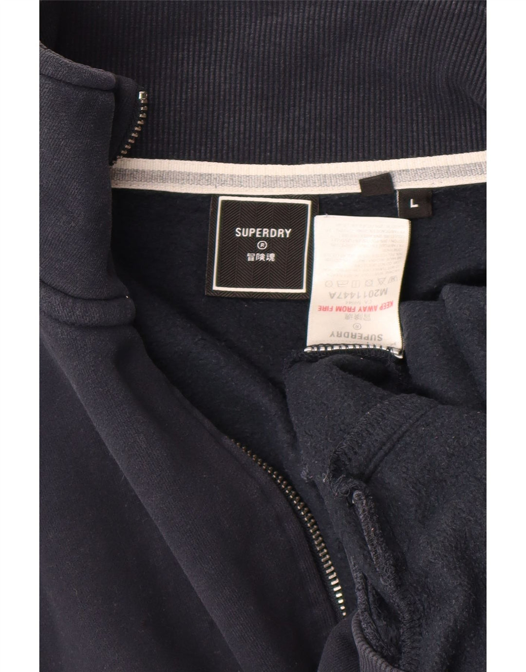 Jaqueta superior de agasalho feminino SUPERDRY Reino Unido 16 grande algodão azul marinho