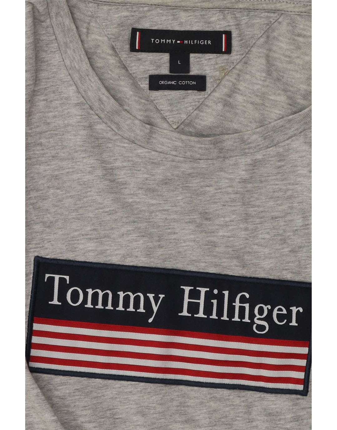Tommy Hilfiger Camiseta masculina gráfica grande algodão cinza