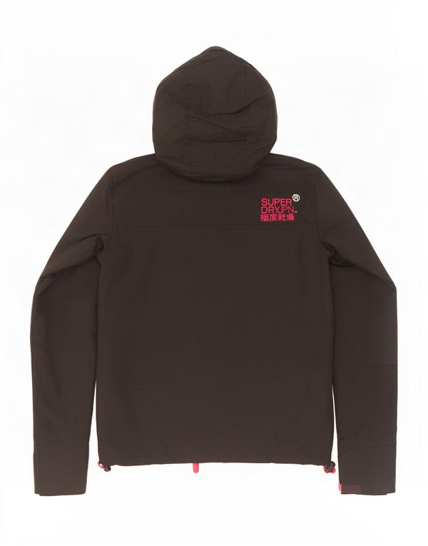 Jaqueta de chuva com capuz Superdry Womens Windcheater Reino Unido 6 XS Preto Nylon
