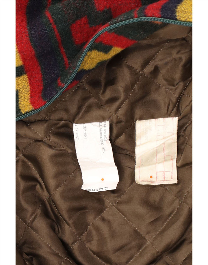 Jaqueta utilitária masculina vintage UK 40 grande lã geométrica multicolorida