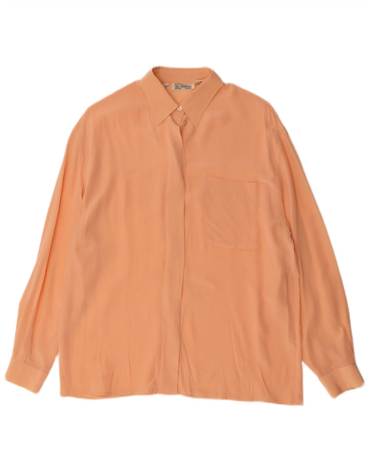 Blusa feminina vintage de grandes dimensões Reino Unido 10 seda rosa pequena