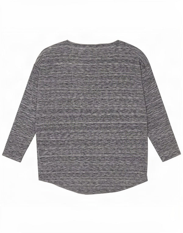 Top feminino Phase Eight de manga comprida UK 12 viscose manchada cinza médio