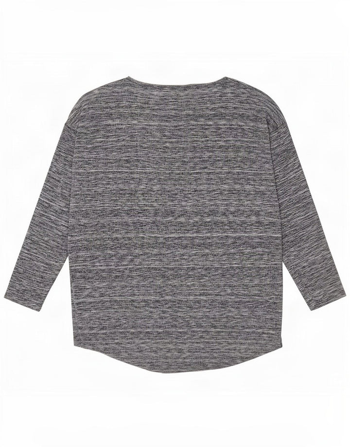Top feminino Phase Eight de manga comprida UK 12 viscose manchada cinza médio