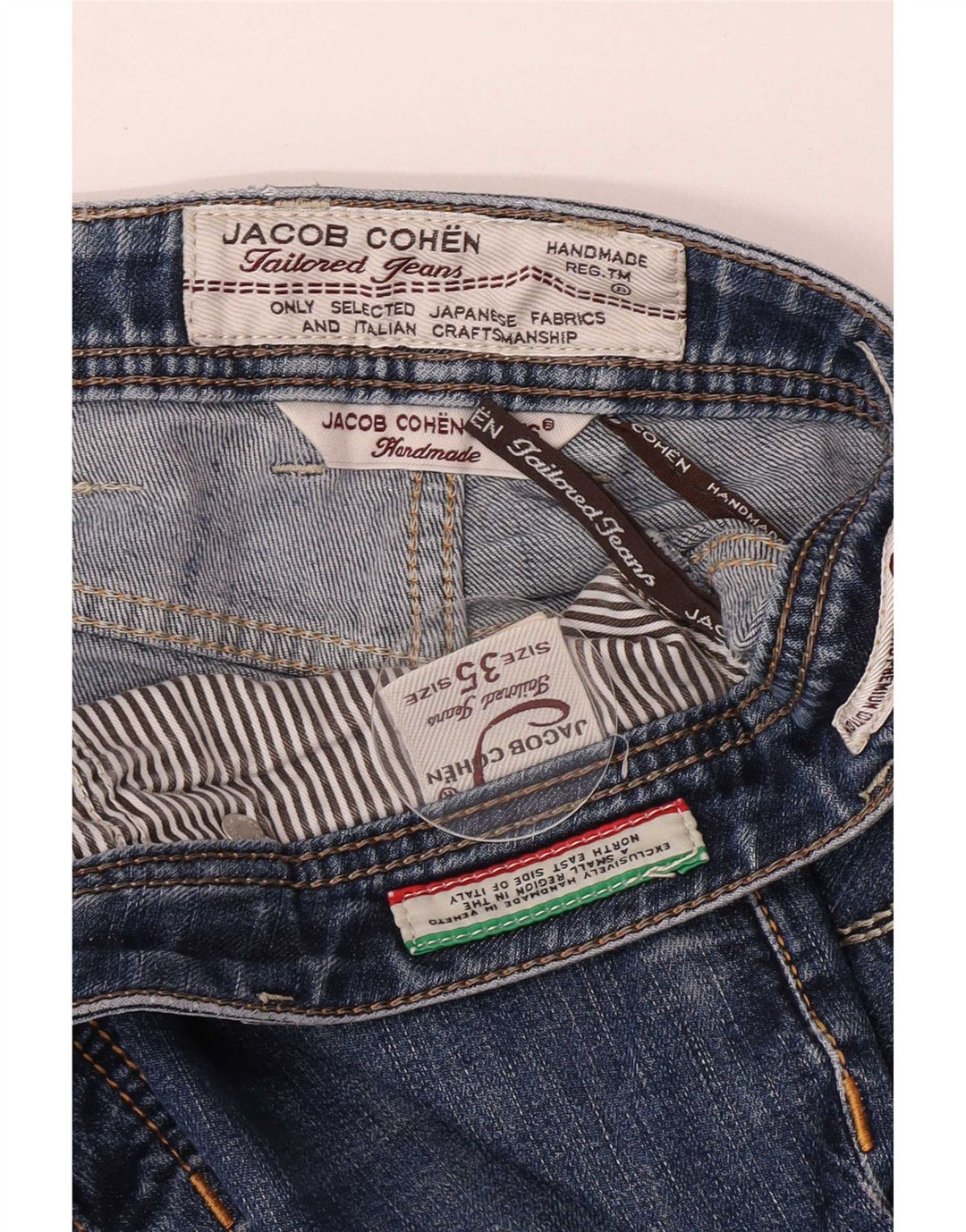 Jacob Cohen Jeans masculino feito à mão slim W35 L29 algodão azul