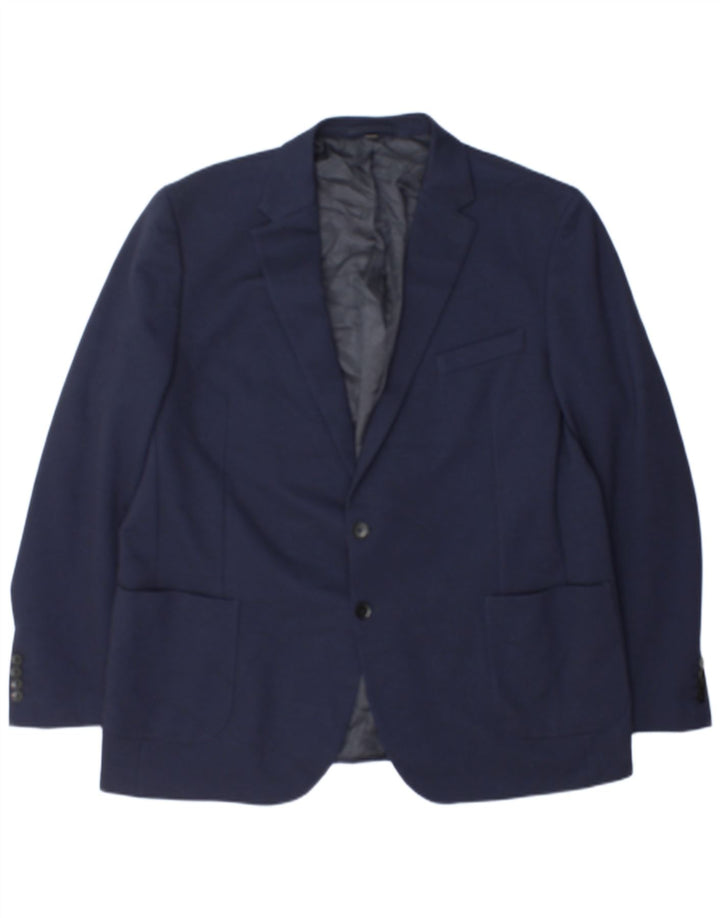 Jaqueta blazer masculina de 2 botões Marks & Spencer Reino Unido 48 2XL azul marinho poliamida