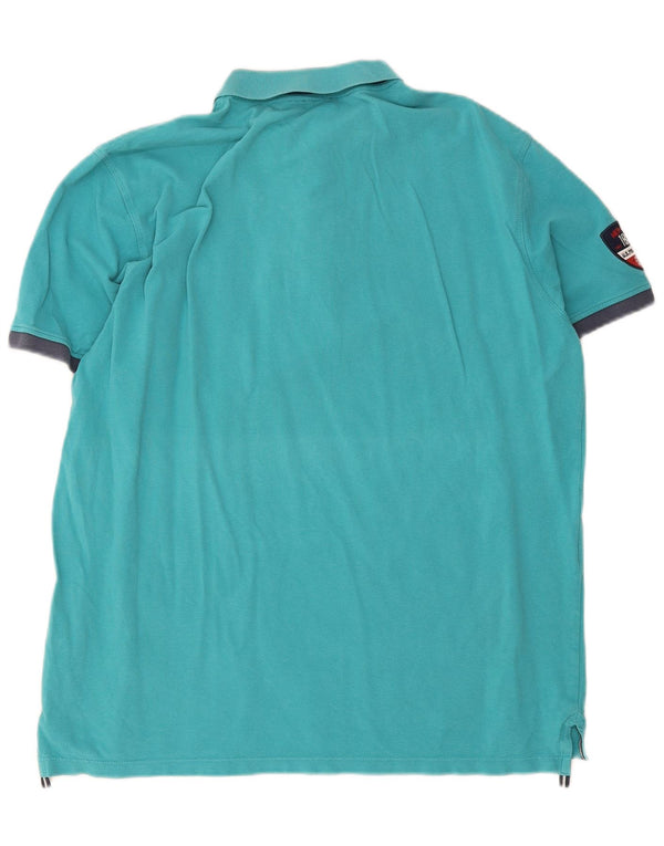 US Polo Assn. Camisa polo masculina 2XL algodão colorblock turquesa