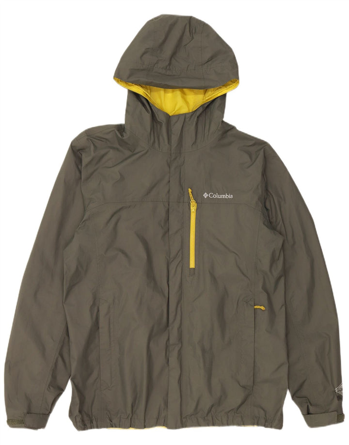 Jaqueta de chuva masculina COLUMBIA Omni-Tech com capuz Reino Unido 40 grande cáqui nylon
