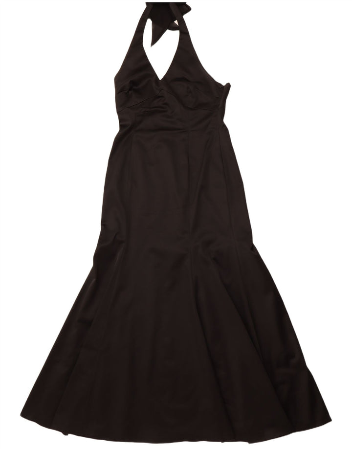 COAST Vestido feminino maxi frente única Reino Unido 16 grande acetato preto