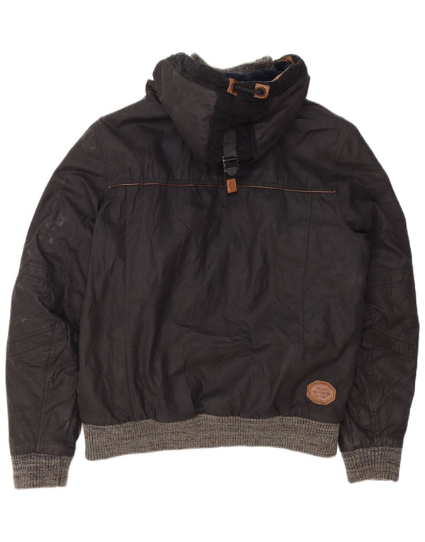 Jaqueta corta-vento masculina Naketano com capuz e algodão preto UK 42 XL