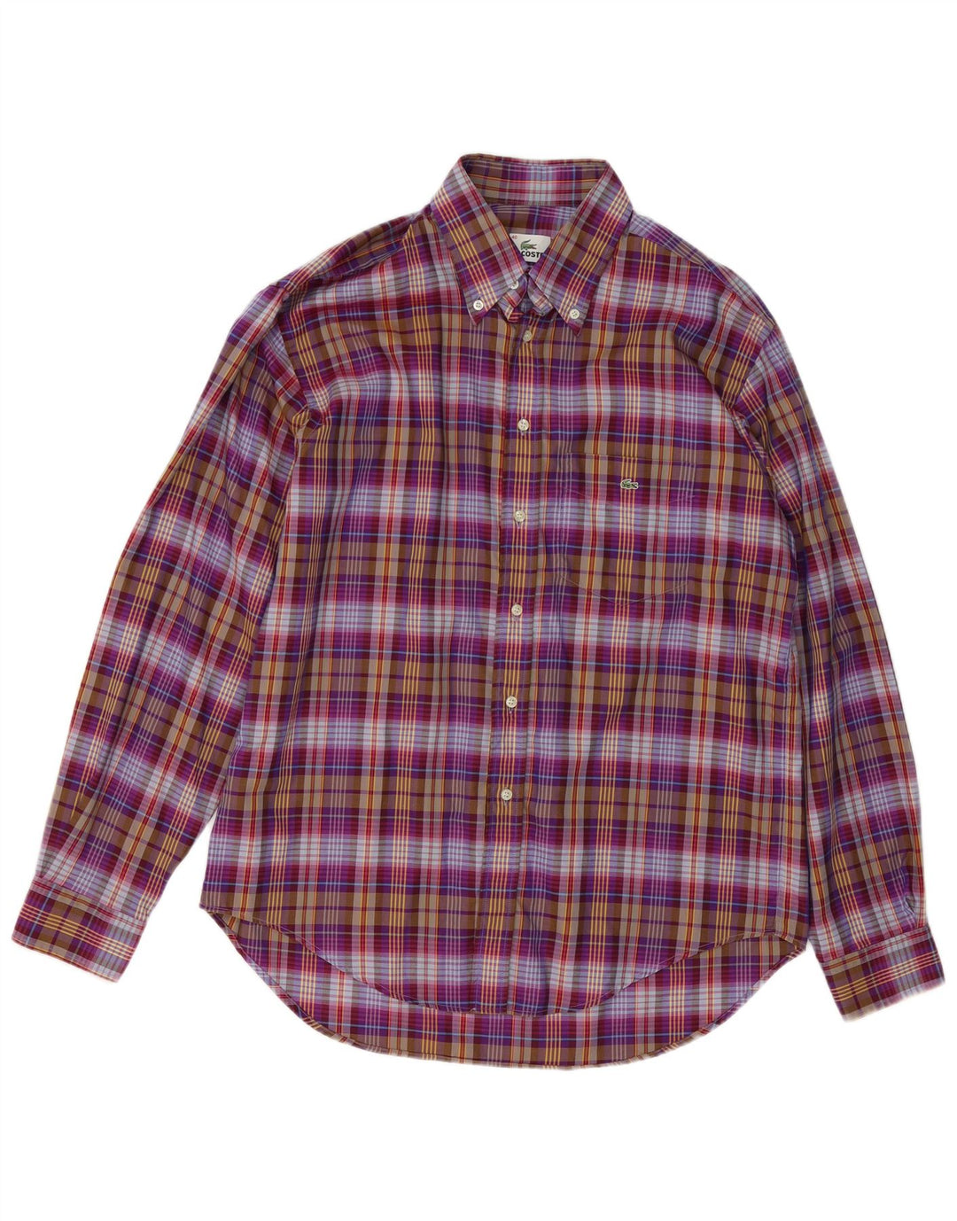 Camisa masculina LACOSTE tamanho 40 médio algodão xadrez multicolorido