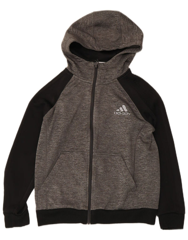 Suéter adidas masculino com capuz e zíper 12-13 anos cinza colorblock poliéster