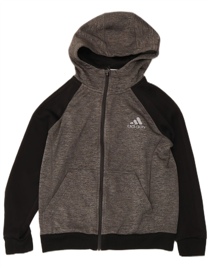 Suéter adidas masculino com capuz e zíper 12-13 anos cinza colorblock poliéster