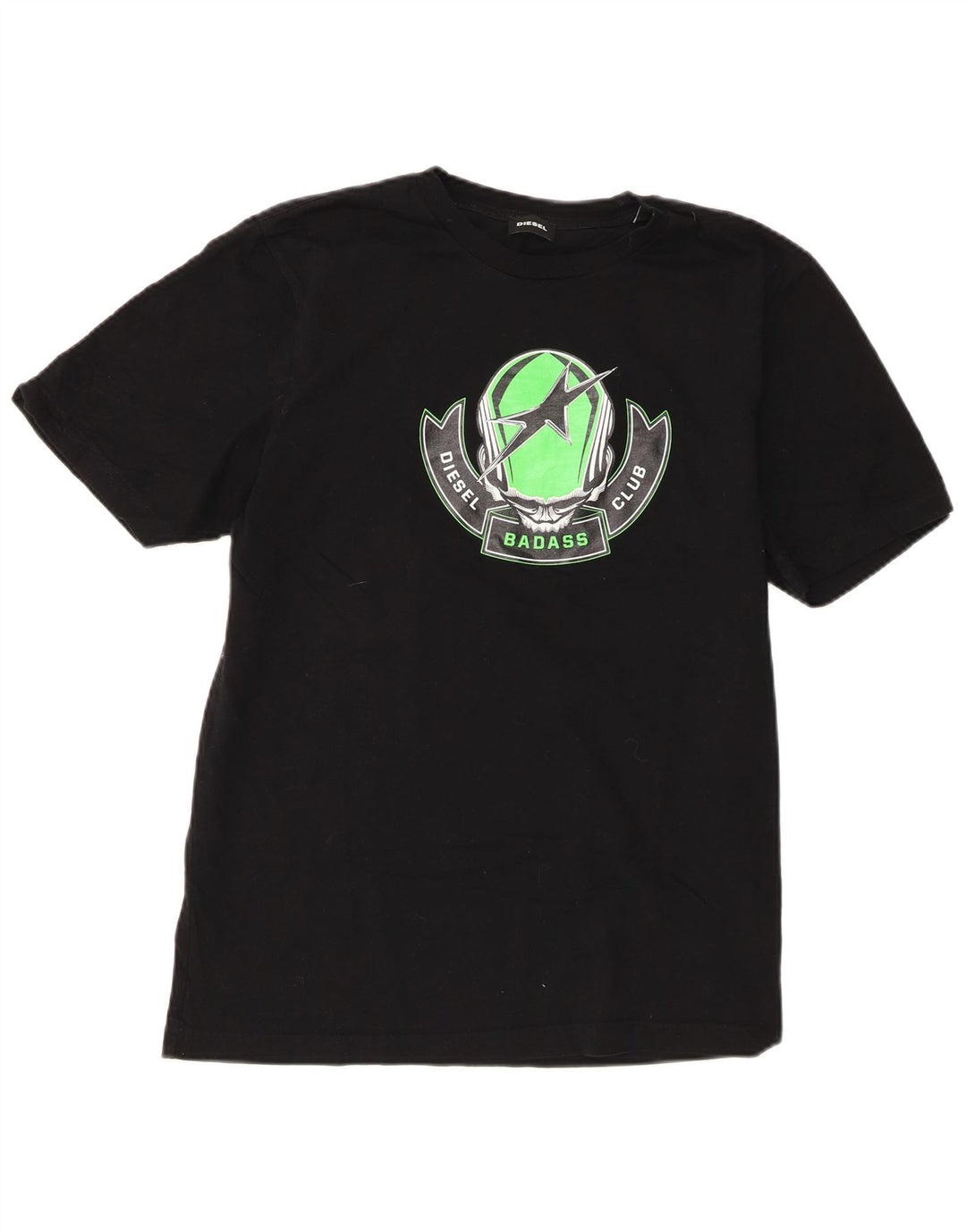 Diesel Camiseta masculina gráfica Top grande de algodão preto