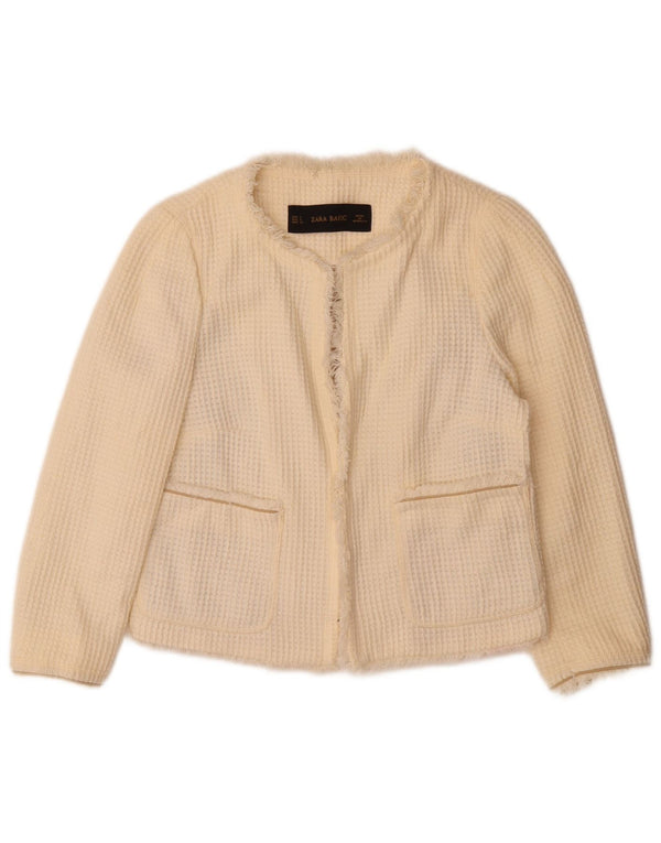 Jaqueta Bolero feminina Zara com manga 3/4 aberta Reino Unido 10 pequeno algodão branco