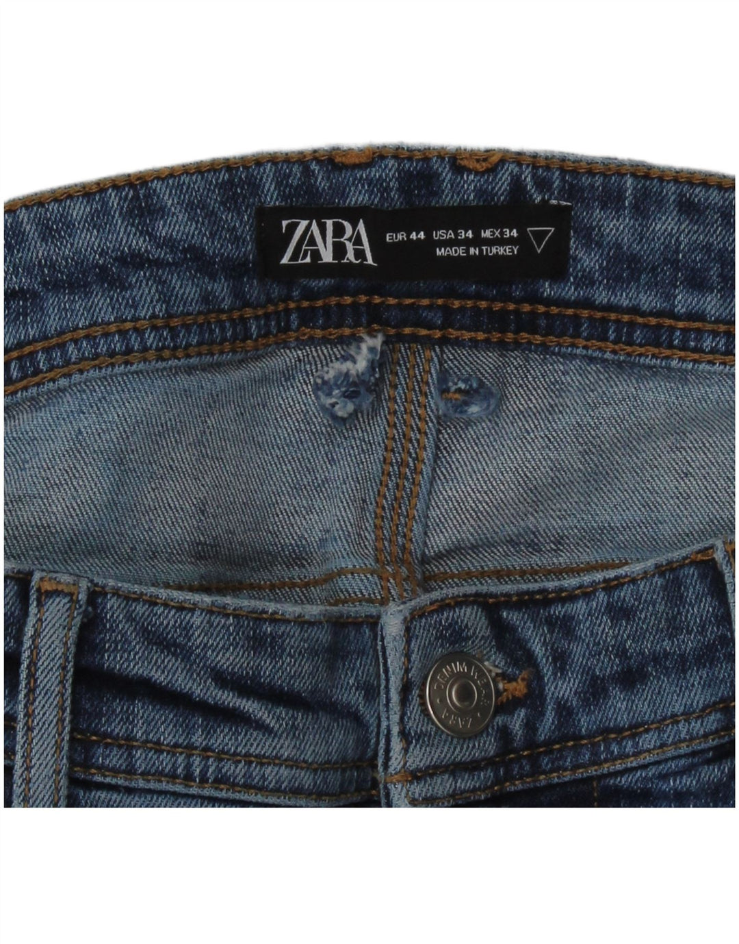ZARA Mens Graphic Distressed Slim Jeans EU 44 Grande W34 L30 Azul