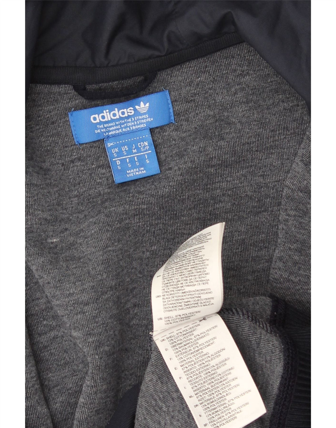 Adidas masculino zip moletom com capuz pequeno poliéster azul marinho