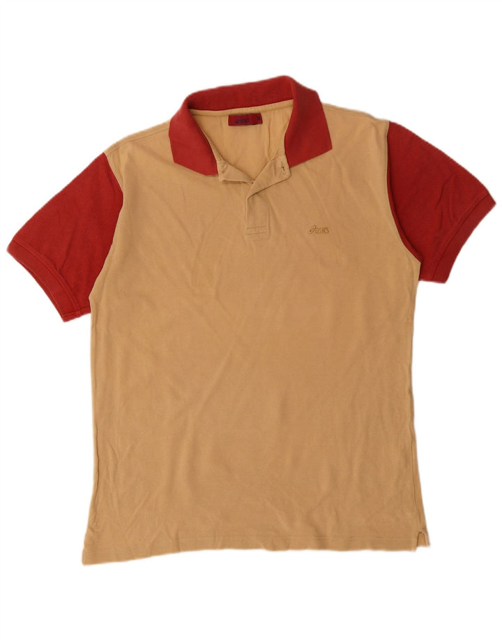 Camisa polo masculina ASICS Rugby médio bege algodão colorblock