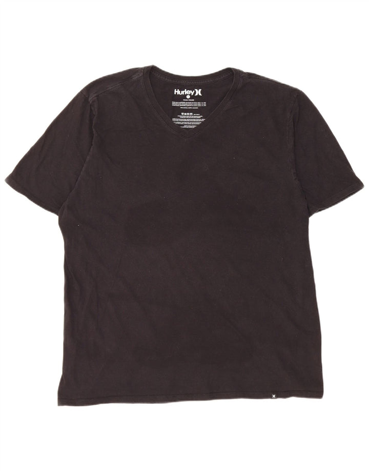 Camiseta masculina Hurley manga curta regular grande algodão preto