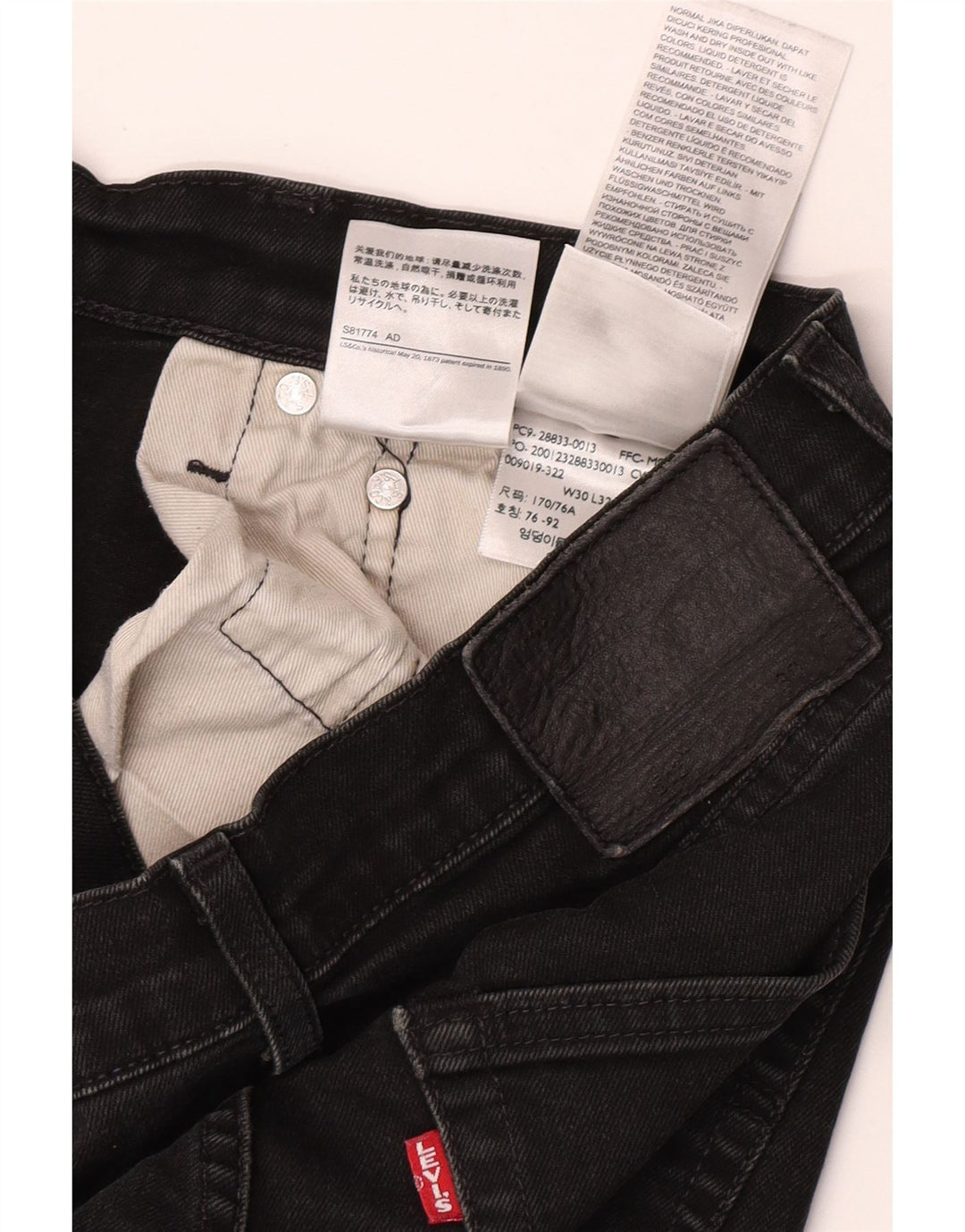 Jeans skinny masculino Levi's W30 L32 algodão preto